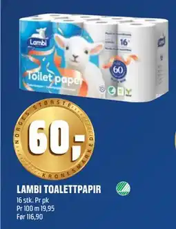 Coop Obs LAMBI TOALETTPAPIR, NOK 60 tilbud
