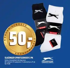 Coop Obs SLAZENGER SPORTSSOKKER 3 PK, NOK 50 tilbud