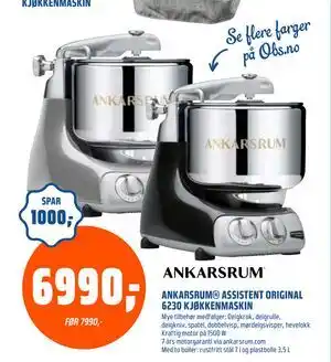 Coop Obs ANKARSRUM ASSISTENT ORIGINAL 6230 KJØKKENMASKIN, NOK 6990 tilbud