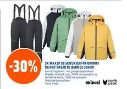Coop Obs SKIJAKKER OG SKIBUKSER FRA OKIDOKI OG NORTHPEAK TIL BARN OG JUNIOR tilbud