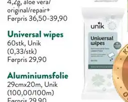 Jacobs Universal wipes, NOK 20 tilbud