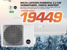 Coop Byggmix WILFA LOFOTEN POWERFUL 6,5 KW VARMEPUMPE, FERDIG MONTERT, NOK 19449 tilbud