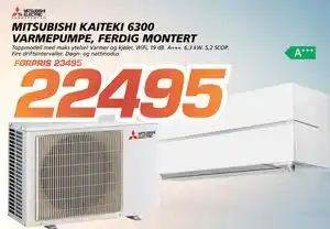 Coop Byggmix MITSUBISHI KAITEKI 6300 VARME. PUMPE, FERDIG MONTERT, NOK 22495 tilbud
