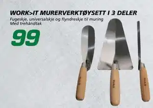 Coop Byggmix WORKIT MURERVERKTØYSETT I 3 DELER, NOK 99 tilbud