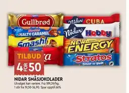 Coop Mega NIDAR SMÅSJOKOLADER, NOK 50 tilbud