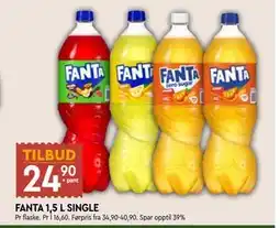 Coop Mega FANTA 1,5 L SINGLE, NOK 24.9 tilbud