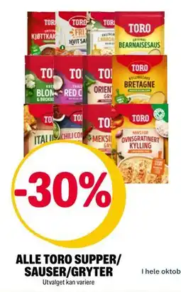 Coop Extra ALLE TORO SUPPER/ SAUSER/GRYTER tilbud