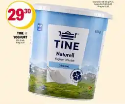 Coop Extra TINE YOGHURT, NOK 29.3 tilbud