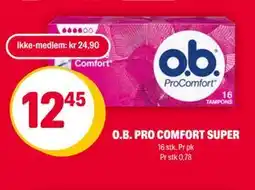 Coop Extra O.B. PRO COMFORT SUPER, NOK 24.9, Medlemspris tilbud