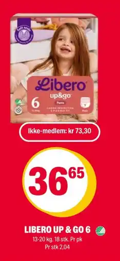 Coop Extra LIBERO UP & GO 6, NOK 73.3, Medlemspris tilbud