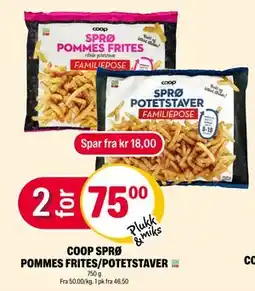 Coop Extra COOP SPRØ POMMES FRITES/POTETSTAVER, NOK 75 tilbud