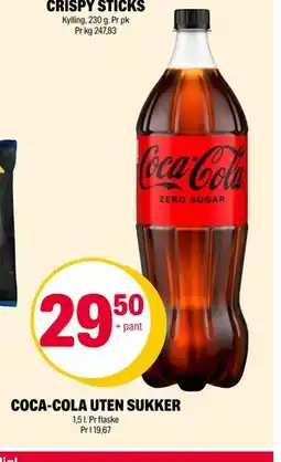 Coop Extra COCA-COLA UTEN SUKKER, NOK 29.5 tilbud