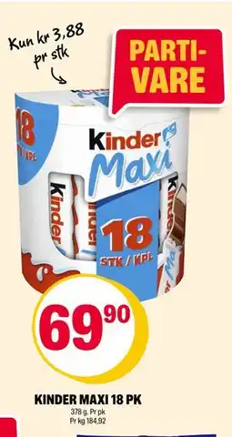 Coop Extra KINDER MAXI 18 PK, NOK 69.9 tilbud
