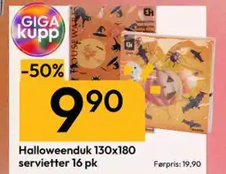 Gigaboks Halloweenduk 130x180 servietter 16 pk, NOK 9.9 tilbud