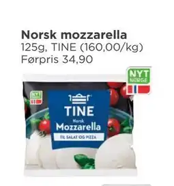 Meny Norsk mozzarella, NOK 20 tilbud