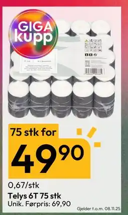 Gigaboks Telys 6T 75 stk, NOK 49.9 tilbud