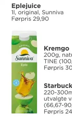 Meny Eplejuice, NOK 20 tilbud
