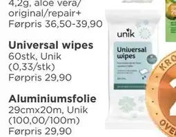Meny Universal wipes, NOK 20 tilbud