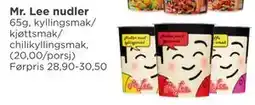 Meny Mr. Lee nudler, NOK 20 tilbud