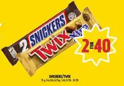 Coop Prix SNICKERS/TWIX, NOK 40 tilbud