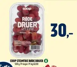 Coop Prix COOP STEINFRIE RØDE DRUER, NOK 30 tilbud