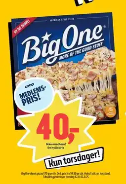 Coop Prix Big One classic pizza, Medlemspris tilbud