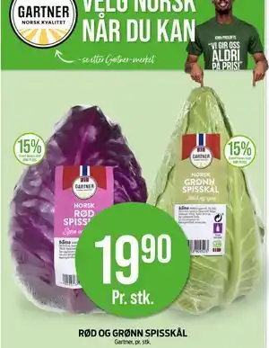 Kiwi RØD OG GRØNN SPISSKÅL, NOK 19.9 tilbud