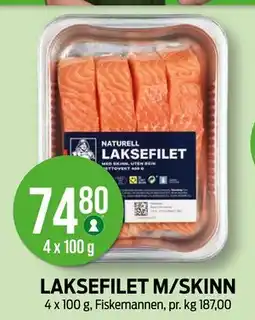 Kiwi LAKSEFILET M/SKINN, NOK 74.8 tilbud