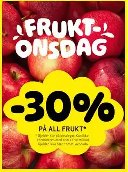 Bunnpris 30% PÅ ALL FRUKT tilbud