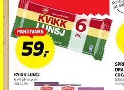 Bunnpris KVIKK LUNSJ, NOK 59 tilbud