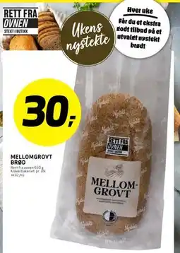 Bunnpris MELLOMGROVT BRØD, NOK 30 tilbud