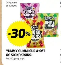 Bunnpris YUMMY GUMMI SUR & SØT OG SJOKOKRØNSJ tilbud