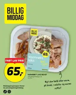 Bunnpris VARMRØKT LAKS REVET, NOK 65 tilbud