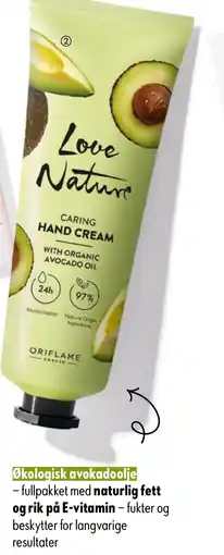 Oriflame Love Nature Caring Hand Cream with Organic Avocado Oil tilbud