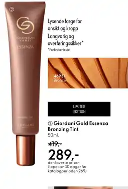 Oriflame Giordani Gold Essenza Bronzing Tint tilbud