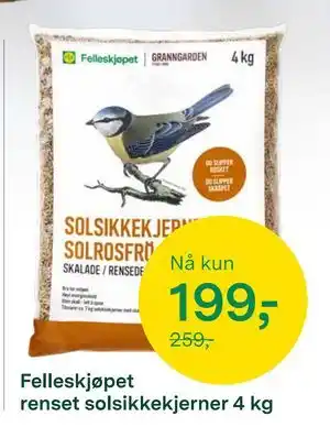 Felleskjøpet Felleskjøpet renset solsikkekjerner 4 kg, NOK 199 tilbud