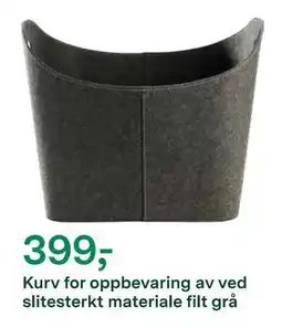 Felleskjøpet Kurv for oppbevaring av ved slitesterkt materiale filt grå, NOK 399 tilbud