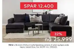 Skeidar Chillux U-sofa, NOK 25999 tilbud