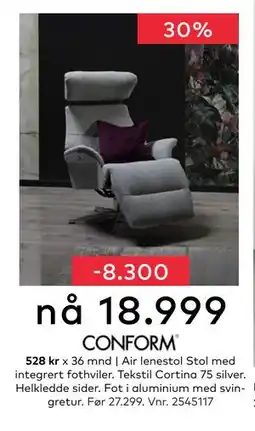 Skeidar Air lenestol, NOK 18999 tilbud