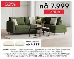 Skeidar Tempo hjørnesofa Oppsett 11R, NOK 7999 tilbud