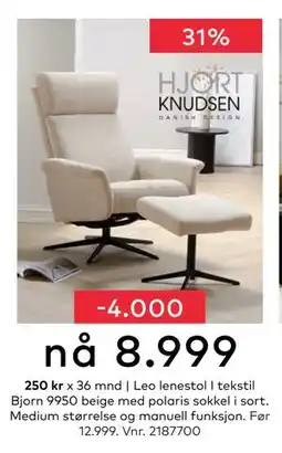 Skeidar Leo lenestol, NOK 8999 tilbud