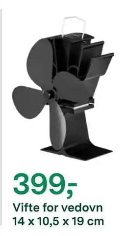 Felleskjøpet Vifte for vedovn 14 x 10,5 x 19 cm, NOK 399 tilbud