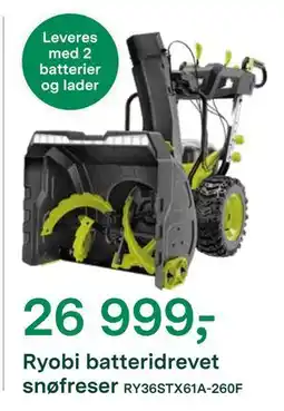 Felleskjøpet Ryobi batteridrevet snøfreser, NOK 26999 tilbud