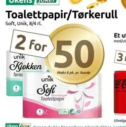Joker Toalettpapir/Tørkerull, NOK 50 tilbud