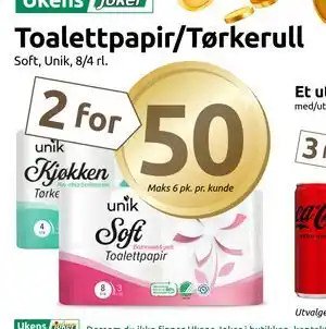 Joker Toalettpapir/Tørkerull, NOK 50 tilbud