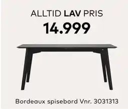 Skeidar Bordeaux spisebord, NOK 14999 tilbud
