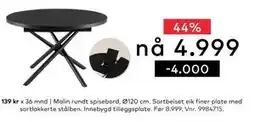 Skeidar Malin rundt spisebord, NOK 4999 tilbud