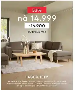 Skeidar Hedda hjørnesofa, NOK 14999 tilbud