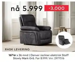 Skeidar Denver recliner, NOK 5999 tilbud