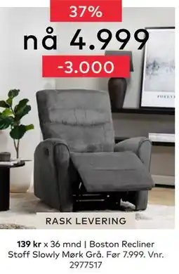 Skeidar Boston Recliner, NOK 4999 tilbud